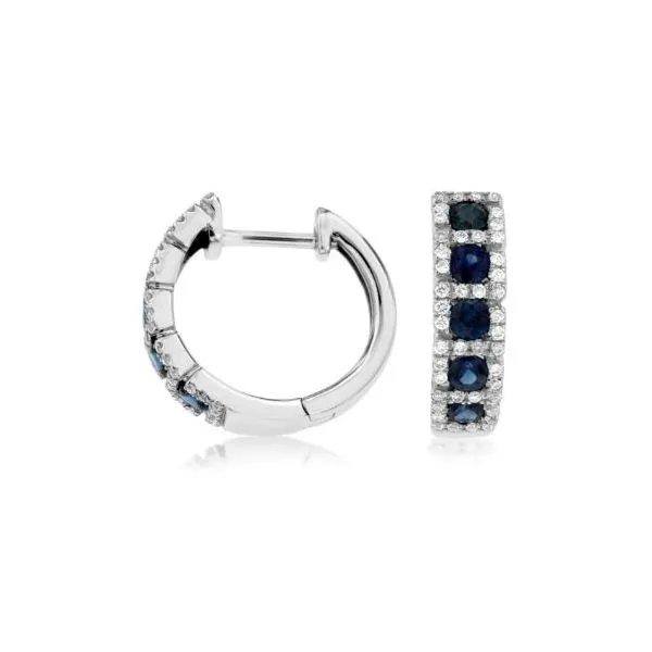 14Kt White Sapphire & Diamond Hoop Earrings Tena's Fine Diamonds and Jewelry Athens, GA
