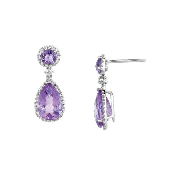 14K White Gold Amethyst & Diamond Drop Earrings Tena's Fine Diamonds and Jewelry Elberton, GA