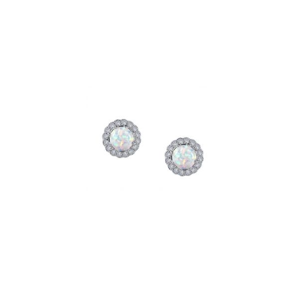 Vintage Halo CZ and Simulated Opal Studs Earrings Tena's Fine Diamonds and Jewelry Athens, GA