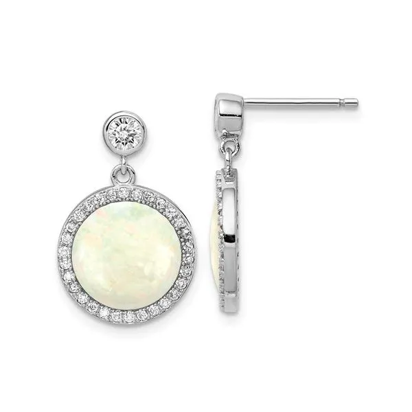 Sterling Silver Lab Created Opal & CZ Earrings Tena's Fine Diamonds and Jewelry Athens, GA