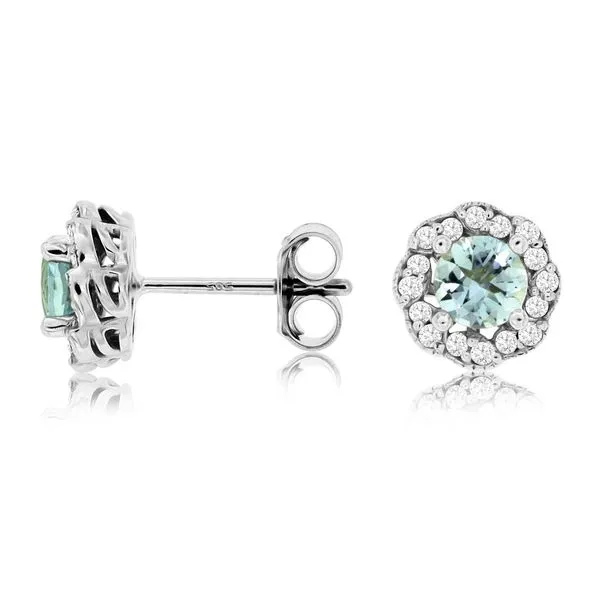 14K White Gold Aquamarine & Diamond Stud Earrings Tena's Fine Diamonds and Jewelry Elberton, GA