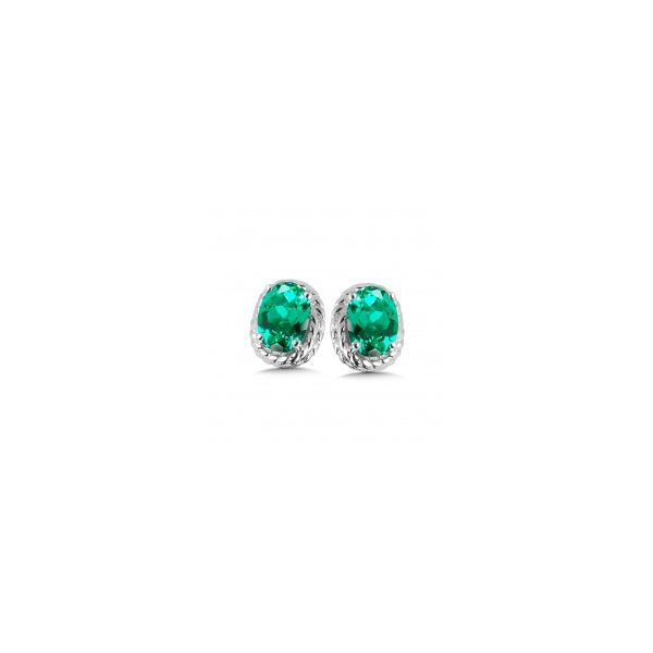 Sterling Silver Created Emerald Earrings Tena's Fine Diamonds and Jewelry Athens, GA