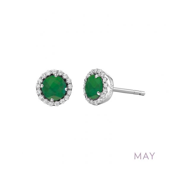 Sterling Silver Simulated Emerald and Simulated Diamond Earrings Tena's Fine Diamonds and Jewelry Athens, GA