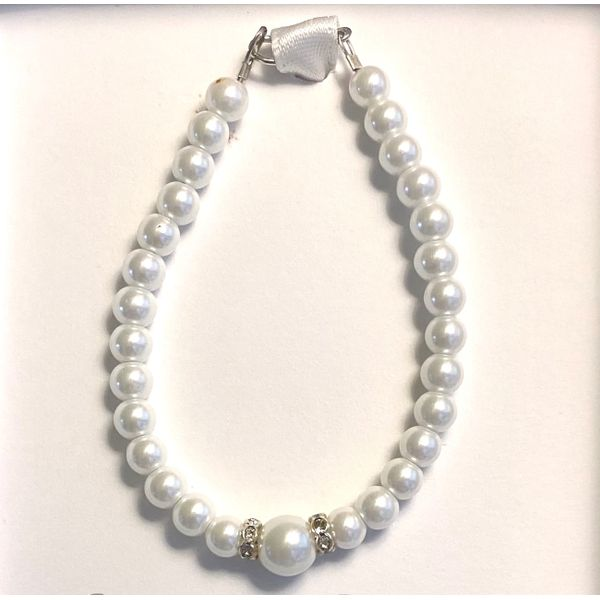 Children's Sterling Silver Synthetic Pearl & Crystal Bracelet Tena's Fine Diamonds and Jewelry Athens, GA