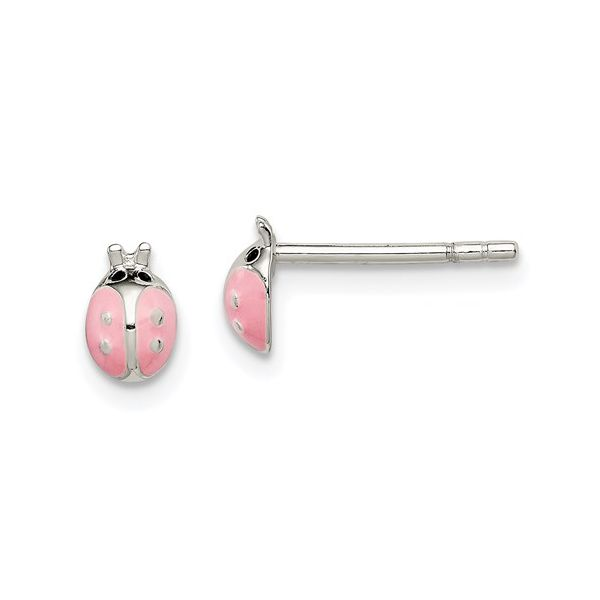 Children's Sterling Silver Pink Enamel Ladybug Post Earring Tena's Fine Diamonds and Jewelry Athens, GA