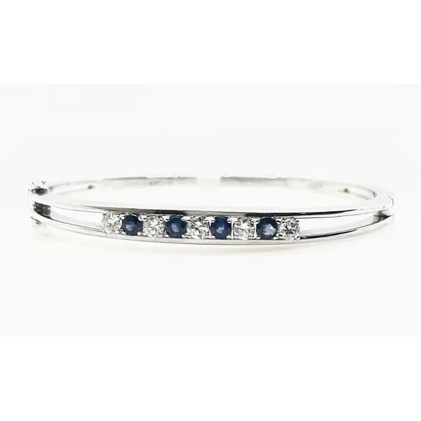 14 Karat White Gold Diamond and Sapphire Bangle Bracelet