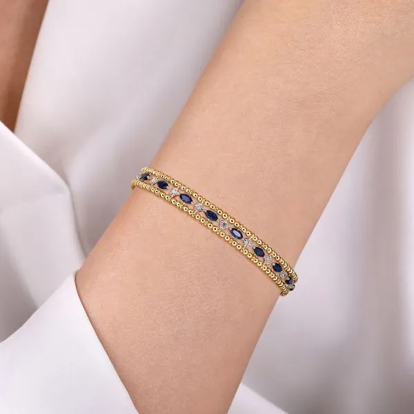 14K Yellow Gold Sapphire Bangle Bracelet Image 4 Tena's Fine Diamonds and Jewelry Elberton, GA