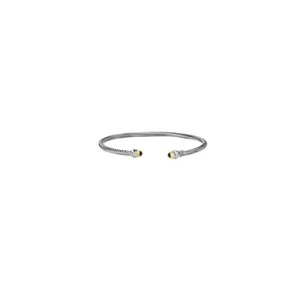 18Kt Yellow Gold and Sterling Silver Cuff Bangle Bracelet with Black Spinel Tena's Fine Diamonds and Jewelry Elberton, GA