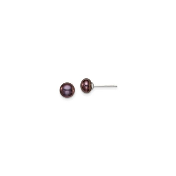 Sterling Silver Black Cultured Button Pearl Earrings Tena's Fine Diamonds and Jewelry Athens, GA