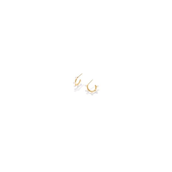 Leighton Pearl Huggie Earrings Gold White Pearl - Main Image