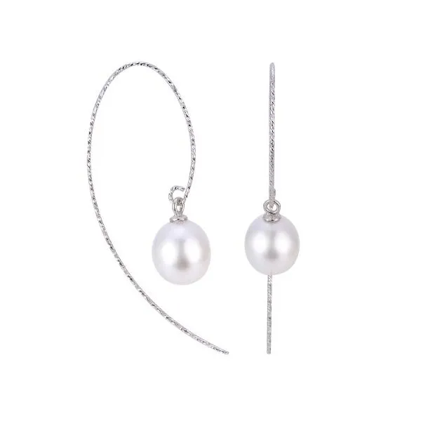 Sterling Silver Oval Cultured Freshwater Pearl Shimmer Earrings Tena's Fine Diamonds and Jewelry Athens, GA