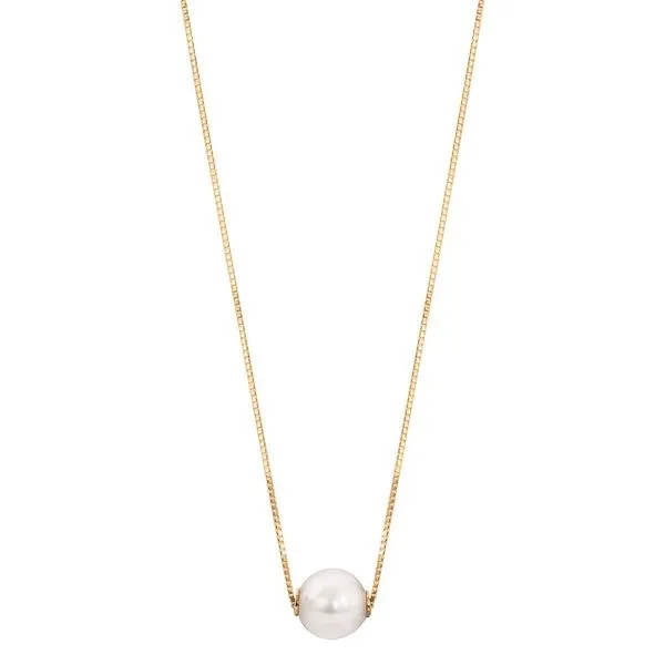 14K Yellow Gold 17" Cultured Akoya Pearl Solitaire with Box Chain Tena's Fine Diamonds and Jewelry Athens, GA