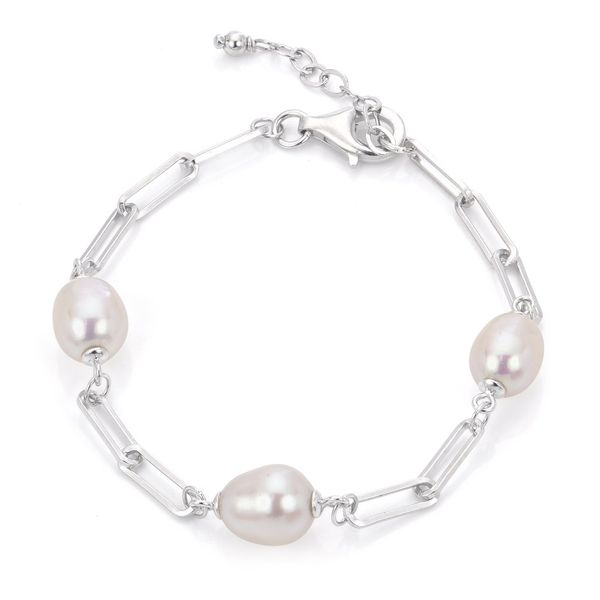 SS Cultured Freshwater Pearl Paper Clip Chain Bracelet Tena's Fine Diamonds and Jewelry Athens, GA