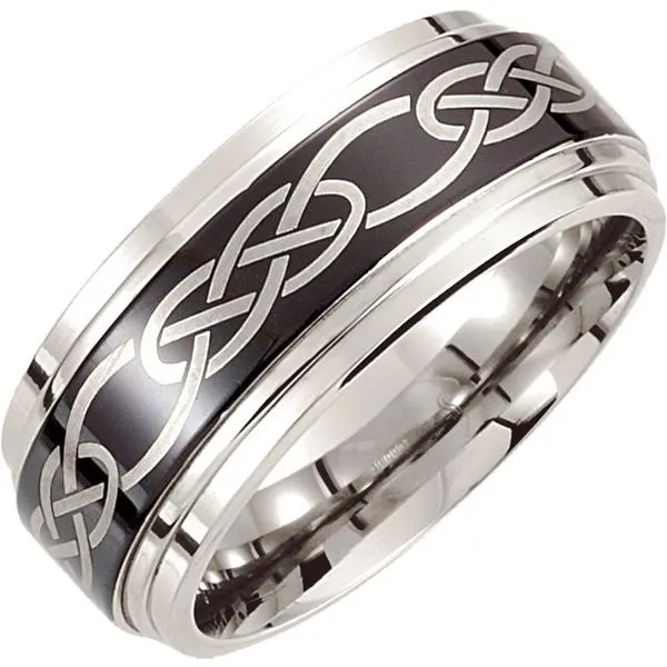 Colbalt Ridged Band with Black Laser Design similar item image