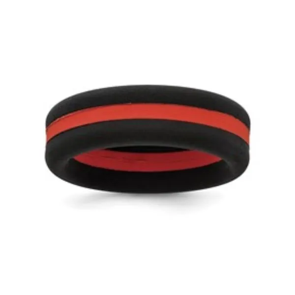 Silicone Black with Red Line Center Band Ring Tena's Fine Diamonds and Jewelry Elberton, GA