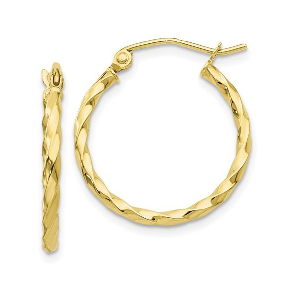 10 Karat Twisted Polished Hoop Earrings Tena's Fine Diamonds and Jewelry Athens, GA
