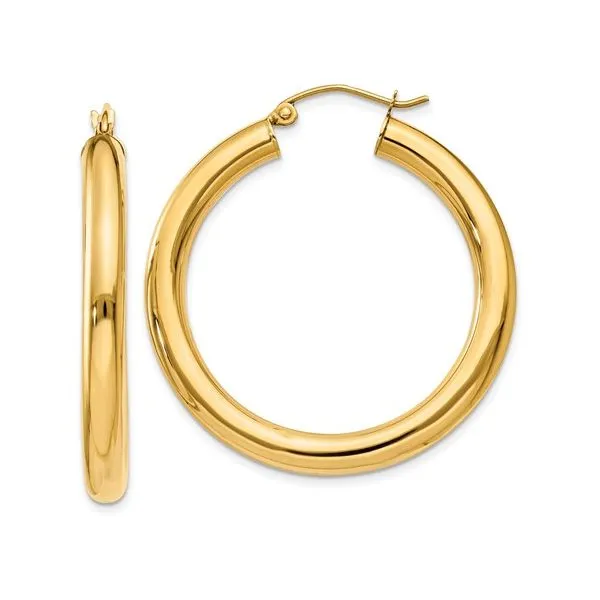 10K Gold Polished Tube Hoop Earrings Tena's Fine Diamonds and Jewelry Elberton, GA