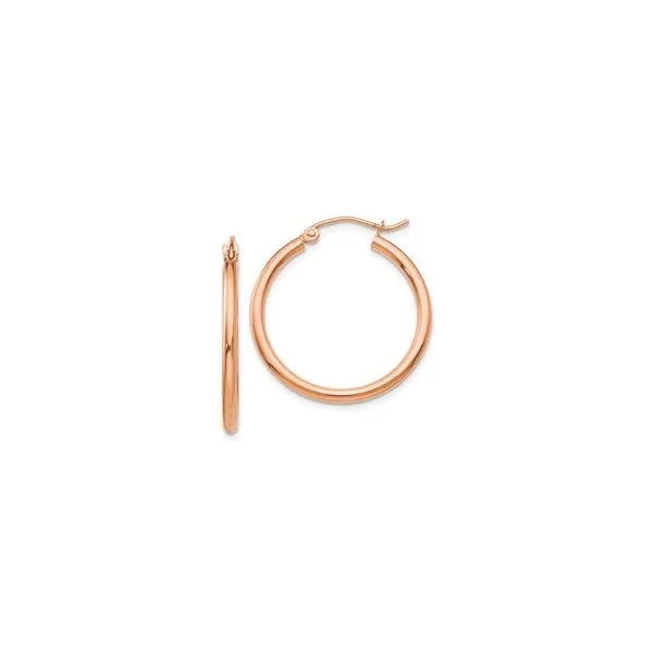 14K Rose Gold Tube Hoop Earrings Tena's Fine Diamonds and Jewelry Elberton, GA