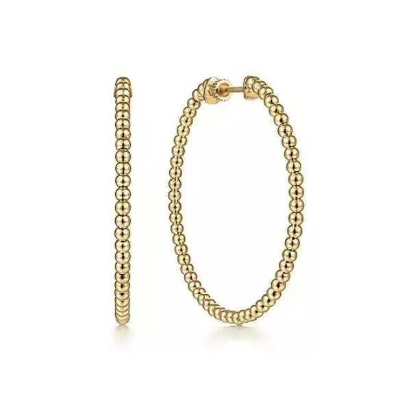 14Kt Yellow Gold Beaded Round Hoop Earrings Tena's Fine Diamonds and Jewelry Athens, GA