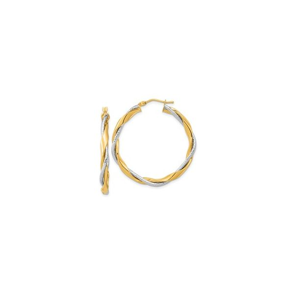 14Kt Two Tone Rope Twisted Hoop Earrings Tena's Fine Diamonds and Jewelry Athens, GA