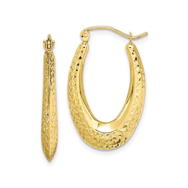 10K Textured Oval Hoop Earrings Tena's Fine Diamonds and Jewelry Athens, GA