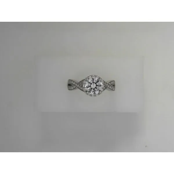 Diamond Halo Engagement Ring in 18K White Gold Tennies Jewelry Appleton, WI