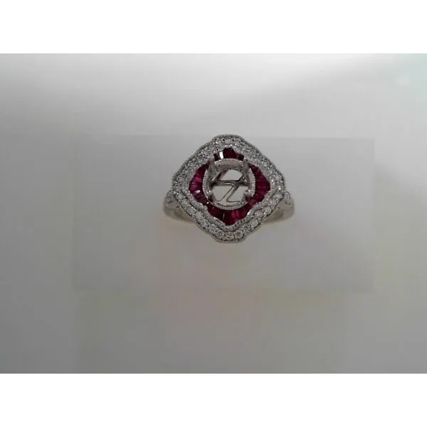 14 Karat White Gold Diamond and Ruby Engagement Ring Tennies Jewelry Appleton, WI