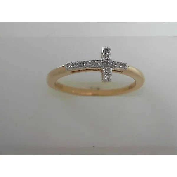 Yellow 10 Karat Sideways Cross Diamond Fashion Ring Tennies Jewelry Appleton, WI
