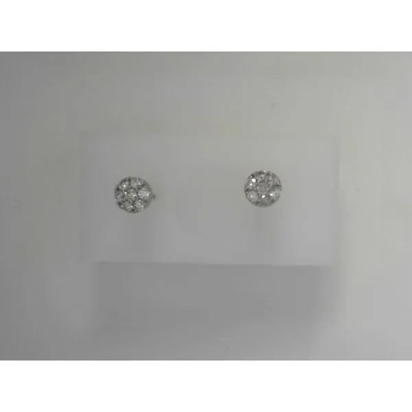 White Gold Diamond Cluster Stud Earrings Tennies Jewelry Appleton, WI