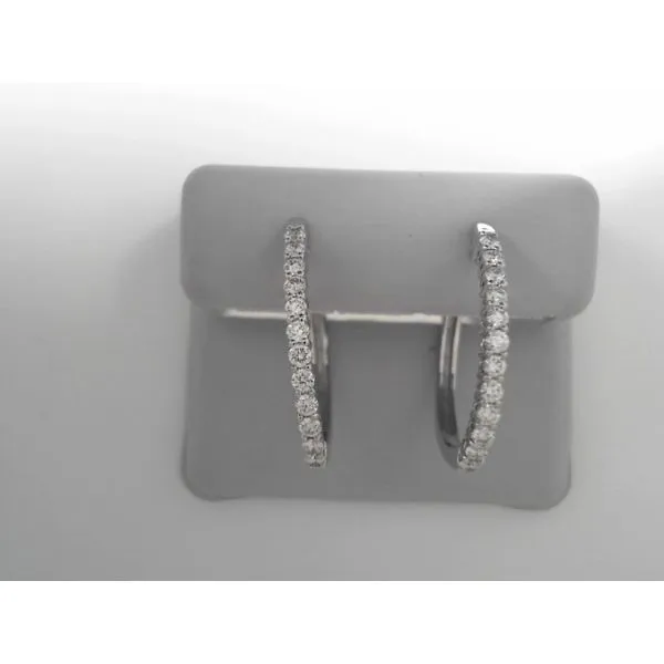 14K White Gold Large Diamond Hoop Earrings Tennies Jewelry Appleton, WI