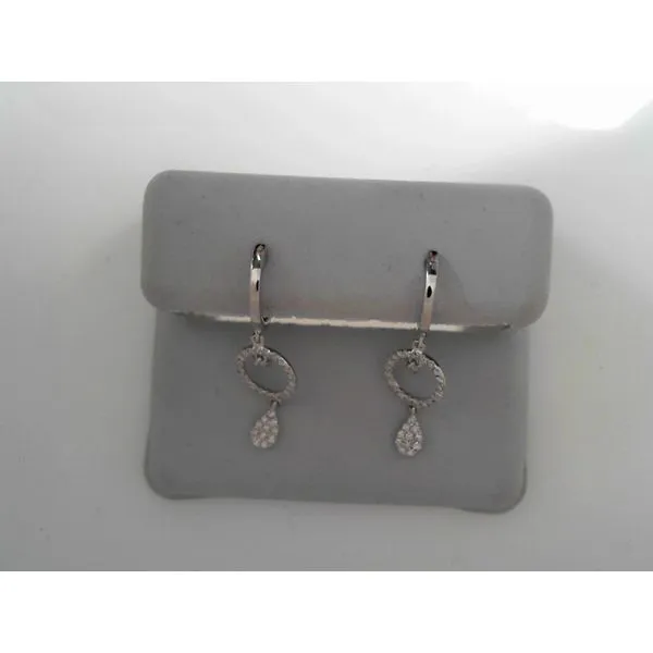 14K White Gold Diamond Huggie Earrings Tennies Jewelry Appleton, WI