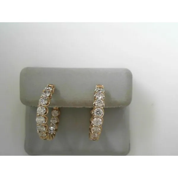 Yellow Gold Diamond Small Hoop Earrings Tennies Jewelry Appleton, WI