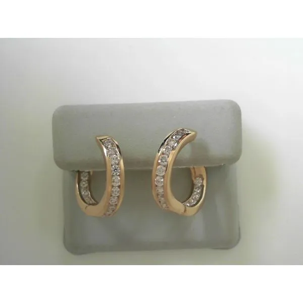 Yellow Gold Diamond Hoop Earrings Tennies Jewelry Appleton, WI