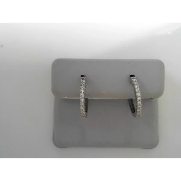 Small Hoop Diamond Earrings in 14K White Gold Tennies Jewelry Appleton, WI