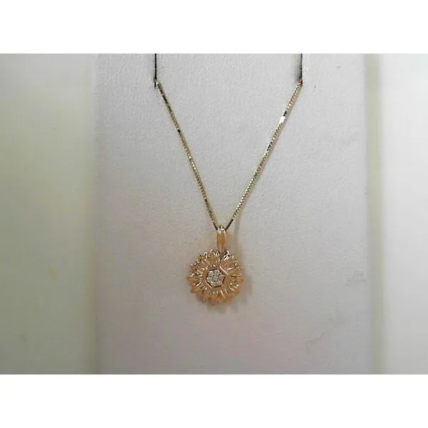 Yellow 14 Karat Diamond Flower Pendant Tennies Jewelry Appleton, WI