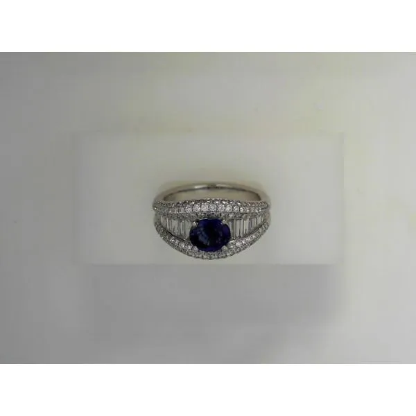 Fashion Ring with Sapphire and Diamonds in 14K White Gold Tennies Jewelry Appleton, WI