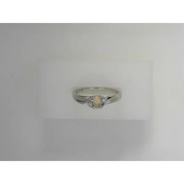 14K White Gold Oval Opal Diamond Ring Tennies Jewelry Appleton, WI