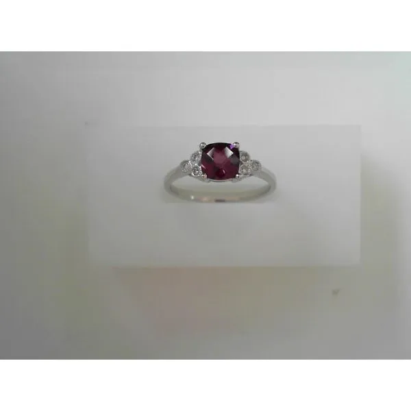 14K White Gold Rhodolite Garnet and Diamond Fashion Ring Tennies Jewelry Appleton, WI