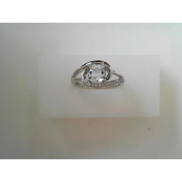 White 14 Karat Aqua and Diamond Fashion Ring Tennies Jewelry Appleton, WI