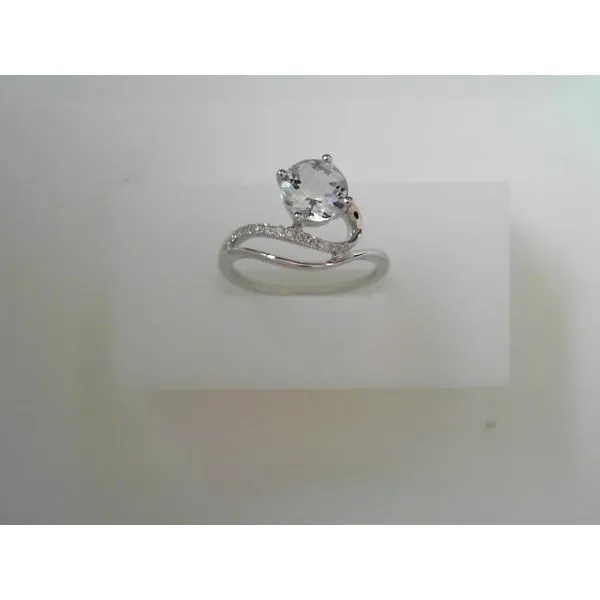 White 14 Karat Aqua and Diamond Fashion Ring Tennies Jewelry Appleton, WI