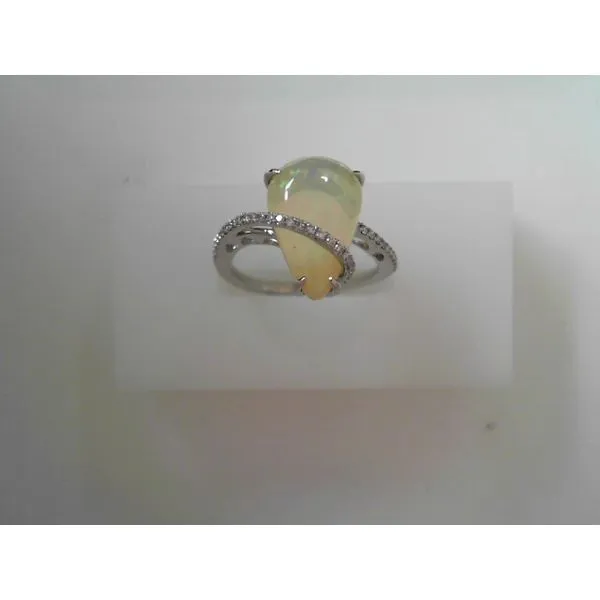 14 Karat White Gold Opal and Diamond Fashion Ring Tennies Jewelry Appleton, WI