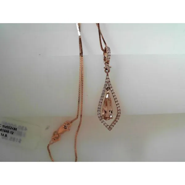 14 Karat Rose Gold Morganite and Diamond Fashion Ring with Chain Tennies Jewelry Appleton, WI