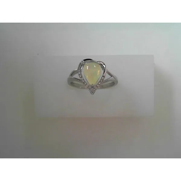 14 Karat White Gold Opal and Diamond Fashion Ring Tennies Jewelry Appleton, WI