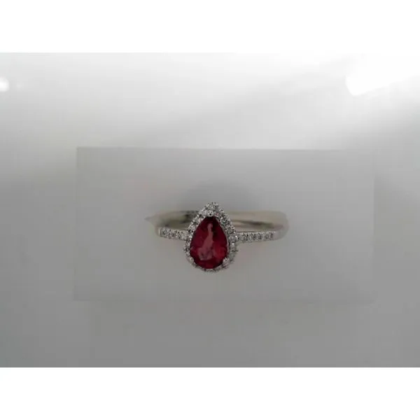 14 Karat White Gold Rubellite Tourmaline and Diamond Fashion Ring Tennies Jewelry Appleton, WI