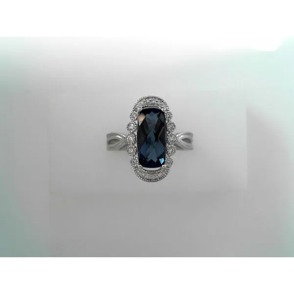 14K White Gold Blue Topaz Diamond Antique Ring Tennies Jewelry Appleton, WI