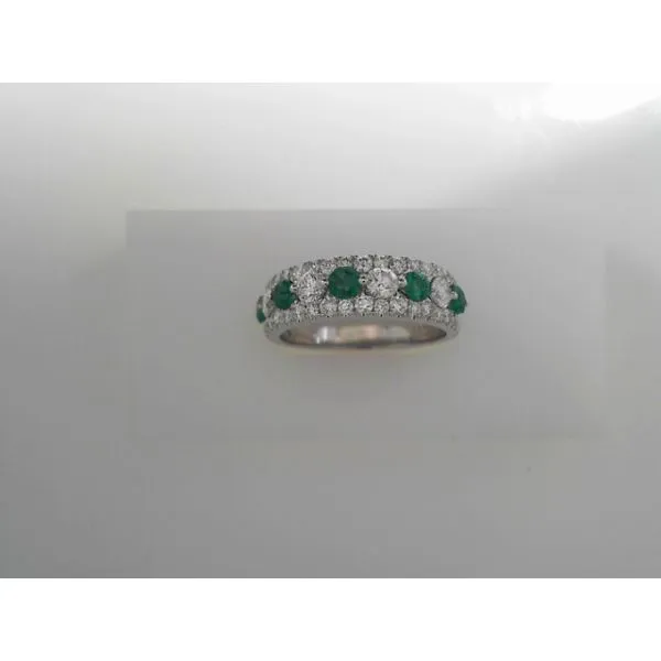 14K White Gold Emerald and Diamond Fashion Ring Tennies Jewelry Appleton, WI