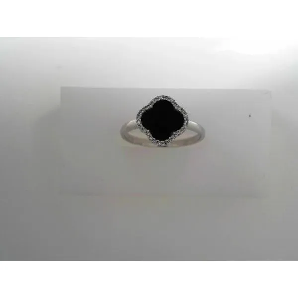 14K White Gold Onyx and Diamond Fashion Ring Tennies Jewelry Appleton, WI