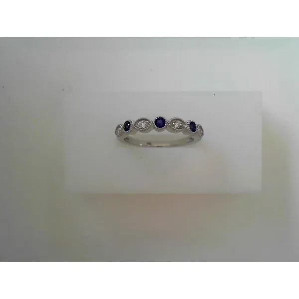 14K White Gold Stack Ring with Created Sapphire and Diamond Tennies Jewelry Appleton, WI