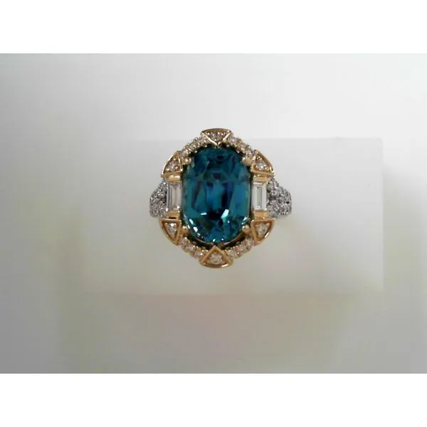 Cushion Blue Zircon and Diamond Fashion Ring Tennies Jewelry Appleton, WI