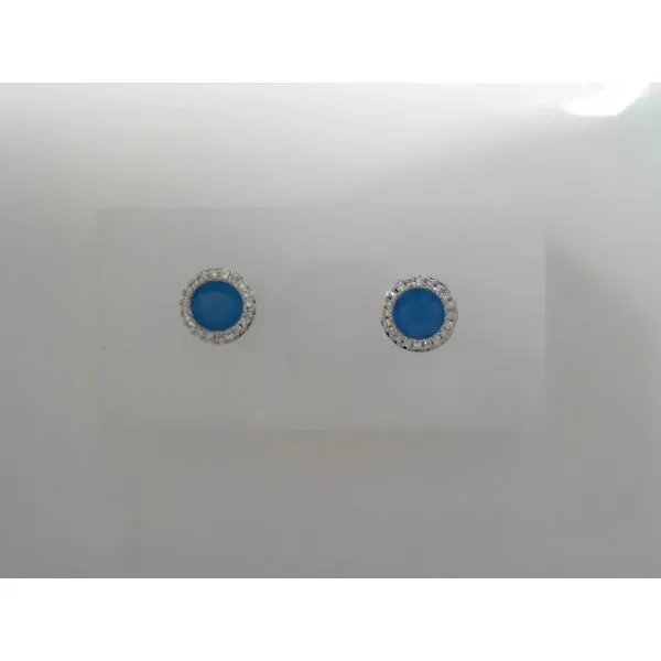 Diamond and Blue Agate Stud Earrings Tennies Jewelry Appleton, WI